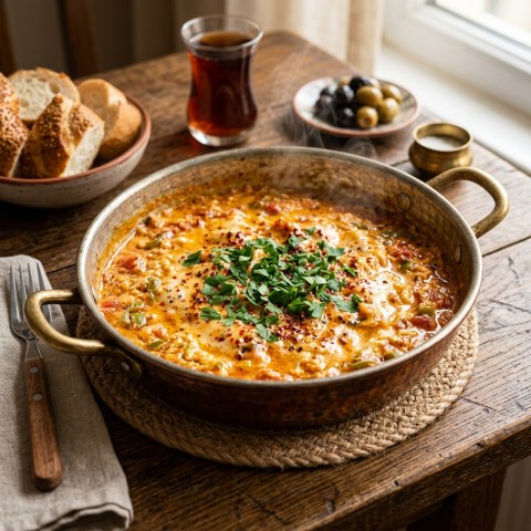 Çakallı Menemen (Spicy Turkish Menemen with Butter & Tomatoes)