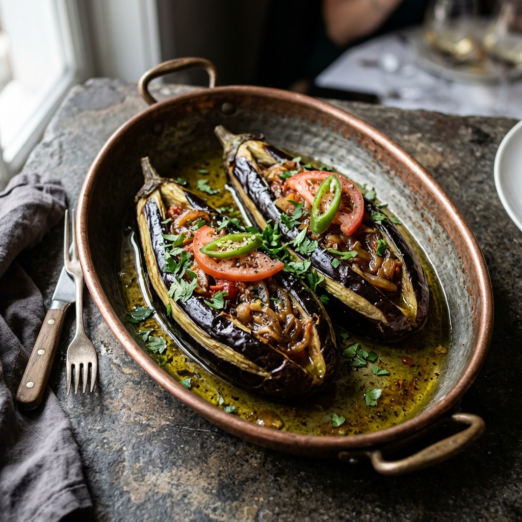 Imam Bayıldı (Stuffed Eggplants in Olive Oil) – authentic Turkish recipe