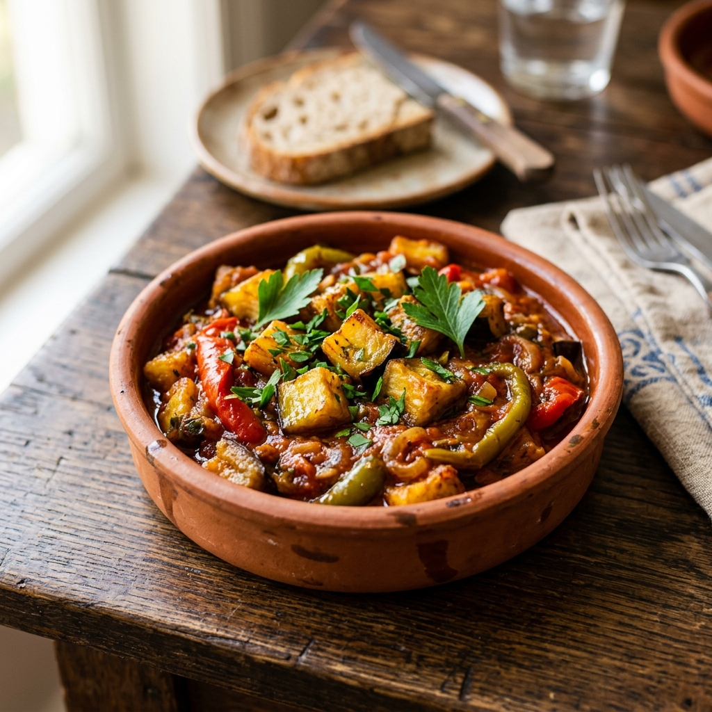 Saksuka (Turkish Fried Eggplant & Pepper Meze)